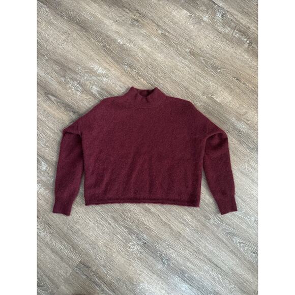 Madewell Cropped Maroon Women’s Sweater 100% Cashmere Fits Like An XS - Picture 2 of 5